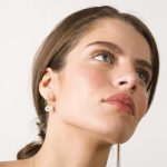 Gold-plated eye drop earrings