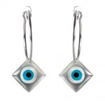 Silver square eye earrings