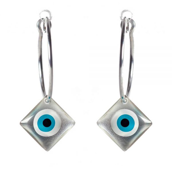 Silver square eye earrings
