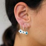 Silver square eye earrings