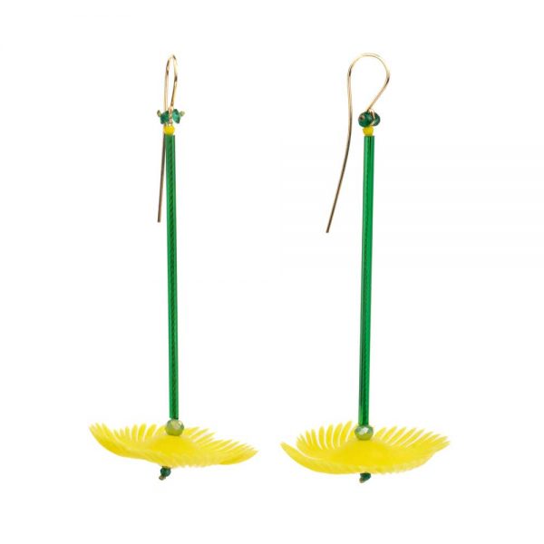 Earrings with glass and plastic elements