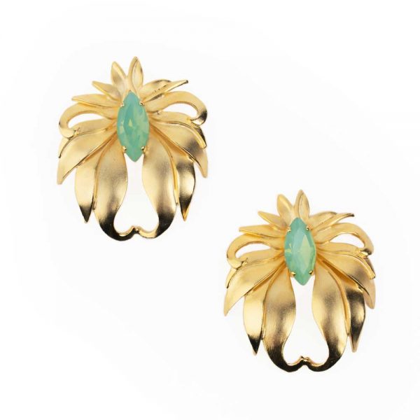 Σκουλαρίκια Λουλούδια από ορείχαλκο με κρύσταλλα