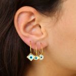 Gold-plated Eye square earrings