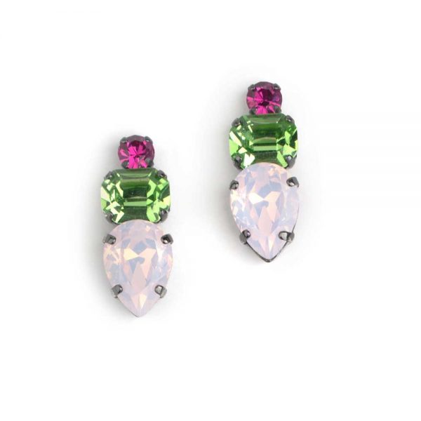 Brass earrings with crystals