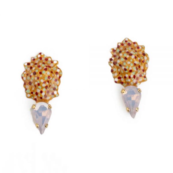 Brass Lion earrings with crystals