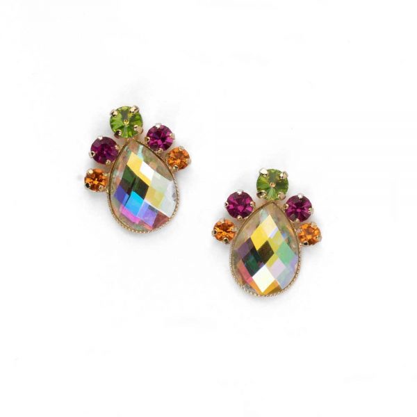 Gold plated bronze earrings with crystals