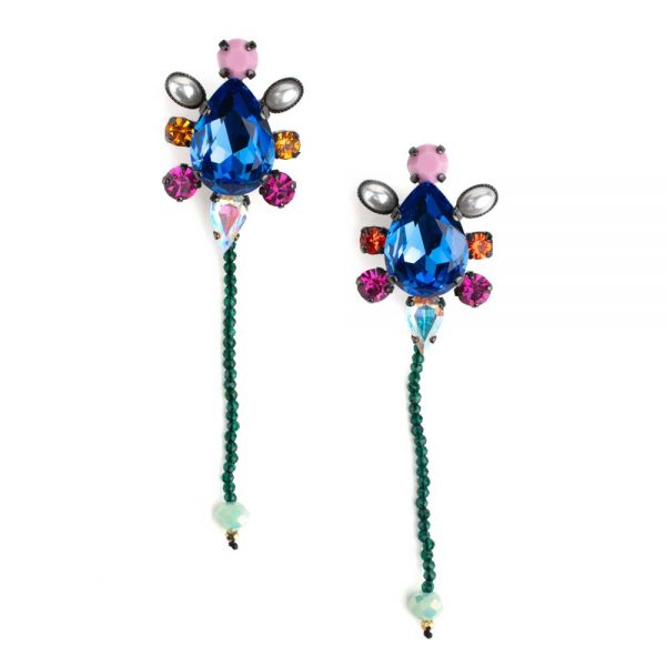 Σκουλαρίκια από ορείχαλκο με κρύσταλλα