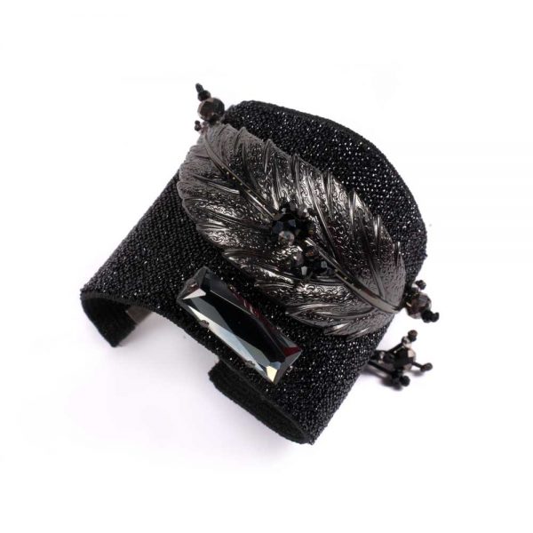 Βραχιόλι Φύλλο από ορείχαλκο με ύφασμα και χάντρες