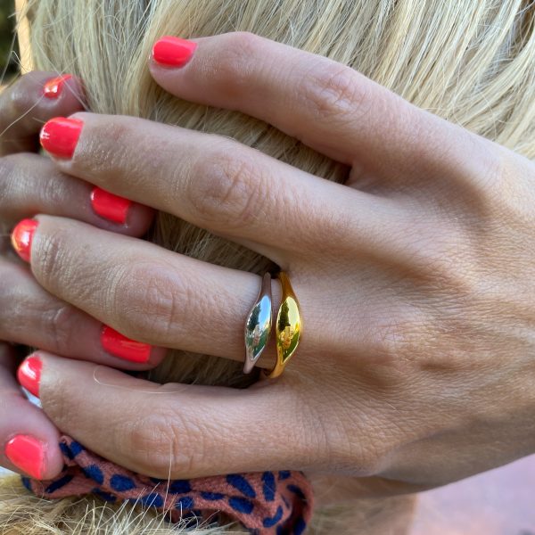 Silver gold plated ring Sphere seed