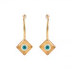 Gold-plated square eye earrings