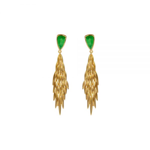 Gold plated earrings with jade