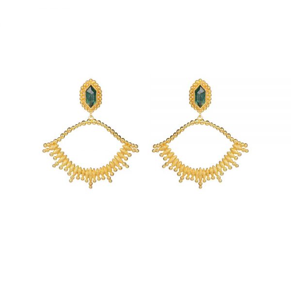 Επιχρυσωμένα σκουλαρίκια με αβεντουρίνη