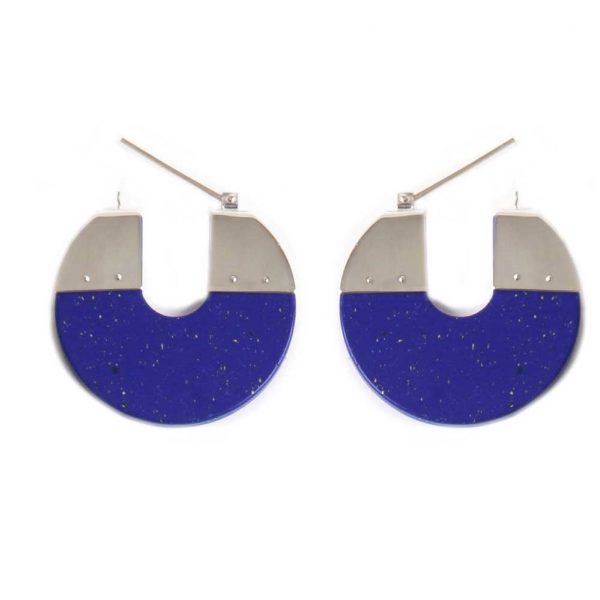 Eclipse Round Lapis Earrings (Large)