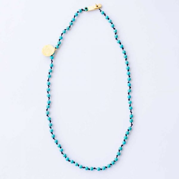 Necklace with turquoise and gold-plated eye