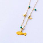 Gold-plated Psaraki necklace with pearls and gold-plated elements