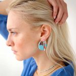 Εclipse round earrings with turquoise (big)