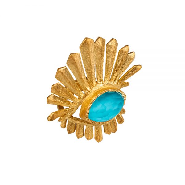 Gold plated silver ring with turquoise