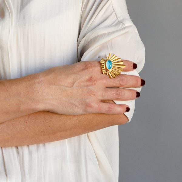 Gold plated silver ring with turquoise