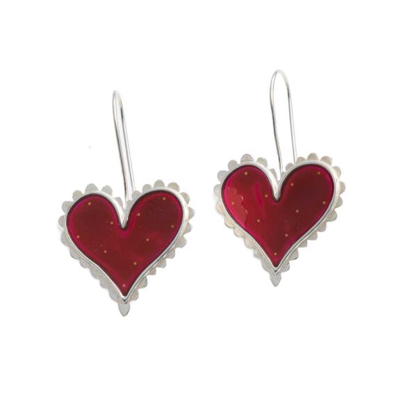 Silver earrings Hearts with enamel