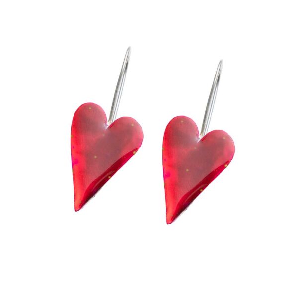Silver earrings Hearts with enamel
