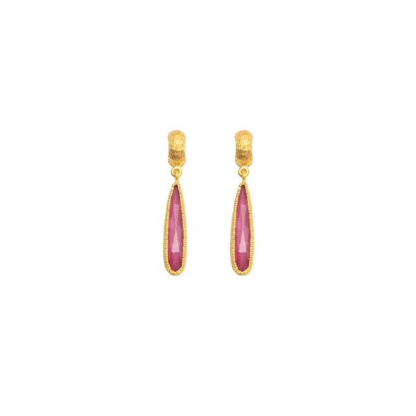 Gold-plated earrings with pink tourmalines