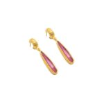 Gold-plated earrings with pink tourmalines