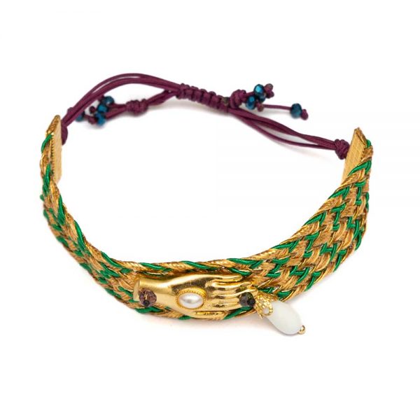 Braided bracelet with brass elements