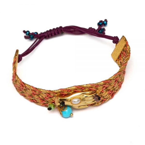Braided bracelet with brass elements