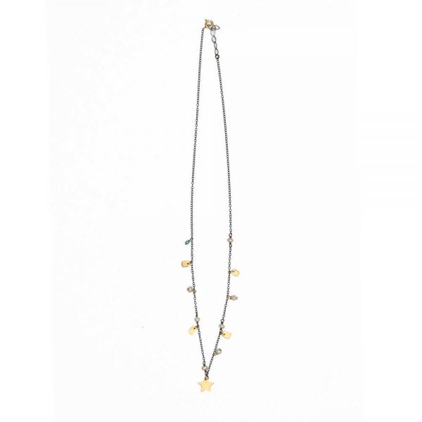 Necklace with gold-plated elements and pearls