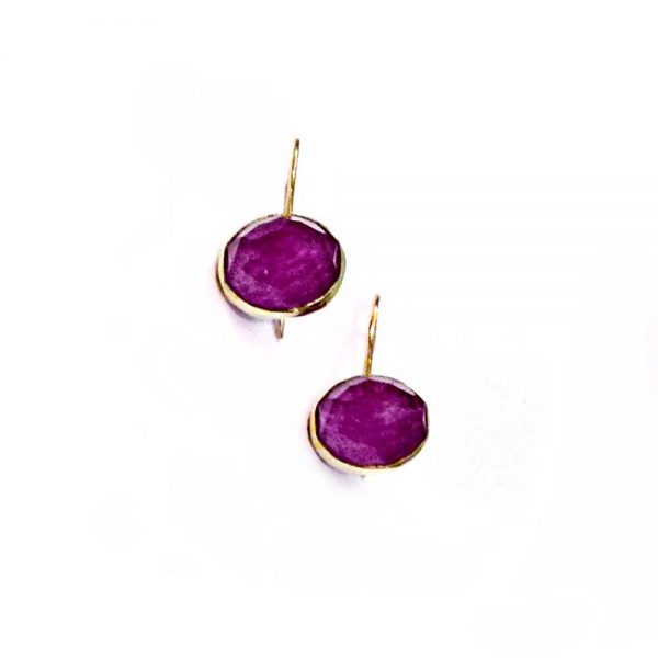 Gold plated earrings with ruby ​​quartz