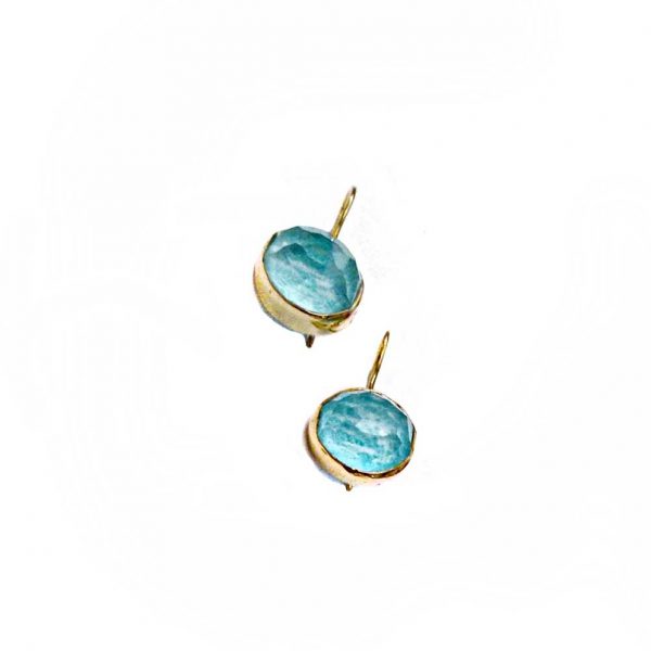 Gold plated earrings with chrysocolla quartz