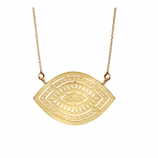 Gold plated silver eye necklace with chain