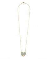 Gold plated silver heart necklace with pink and blue enamel