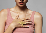 Gold plated silver large bird necklace