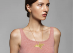 Gold plated silver large bird necklace