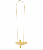 Gold plated silver large bird necklace