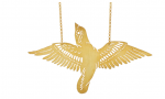 Gold plated silver large bird necklace