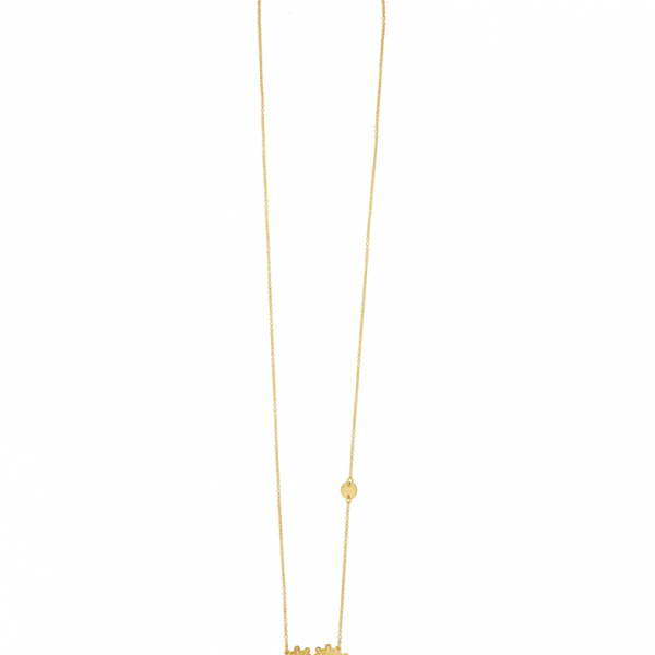 Gold plated silver long necklace with dangling discs