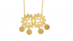Gold plated silver long necklace with dangling discs