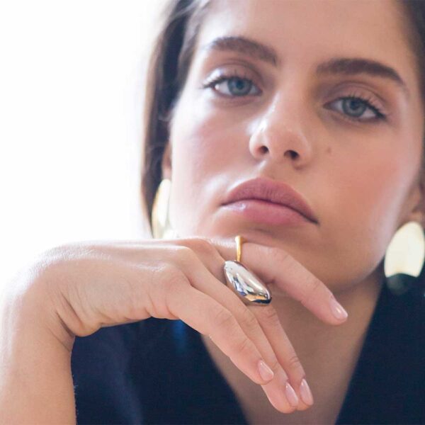 Ασημένιο δαχτυλίδι Sphere Oval