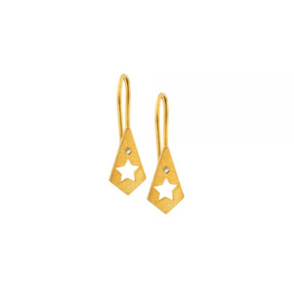 Gold plated silver earrings with white sapphire