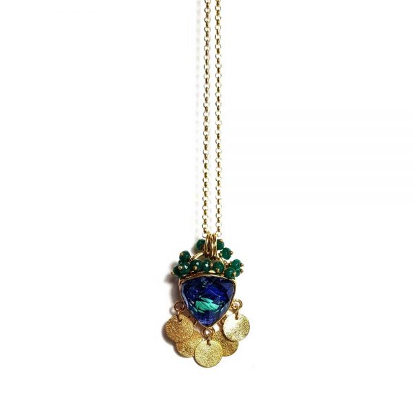 Gold-plated necklace with azuromalachite