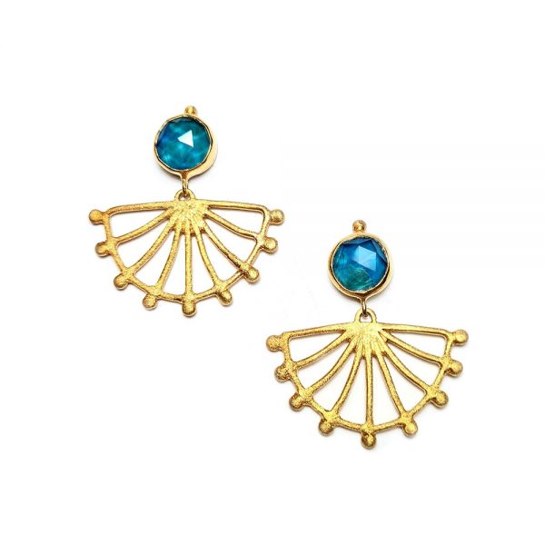 Gold plated silver earrings with chrysocolla