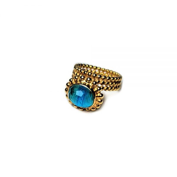 Gold plated silver ring with chrysocolla