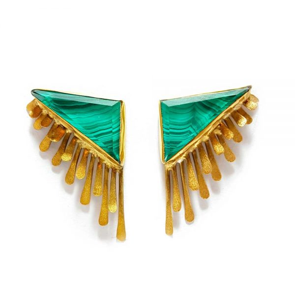 Malachite gold plated earrings