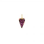 14K yellow gold heart charm with pink shapphires