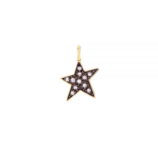 Gold star charm with white diamonds