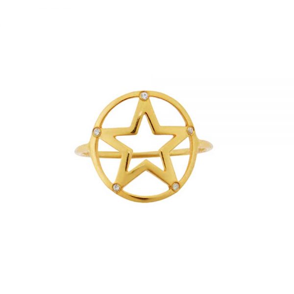 Gold plated silver star ring