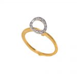 14K yellow gold circle ring with white diamonds