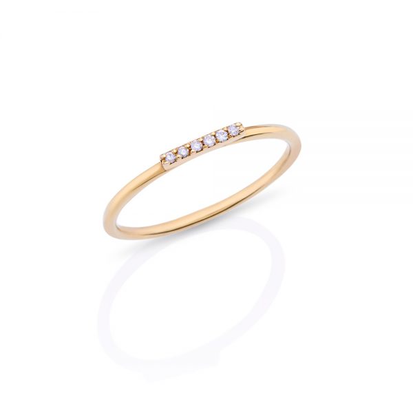 Line band ring 14k yellow gold with white diamonds